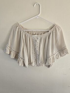 Boho Off-Shoulder Lace Crop Top